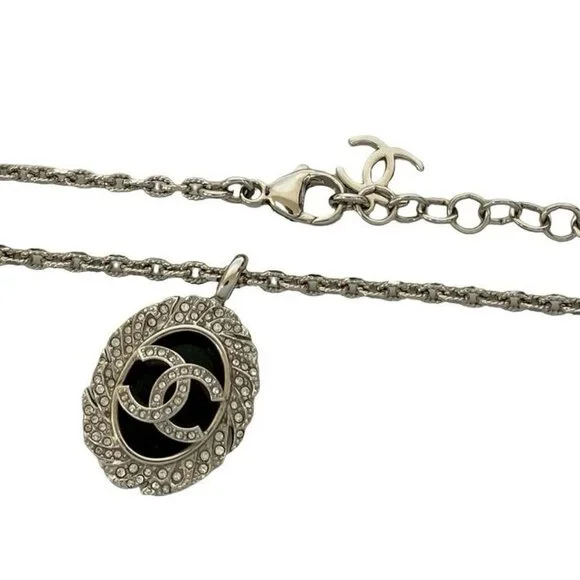 Chanel CC Logo Motif Plated Rhinestone Chain Necklace - Picture 3 of 5